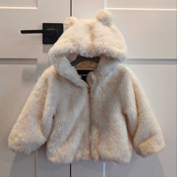 Me Jane Other - ME JANE MINI baby girl super fuzzy bear ears hooded plush cream jacket